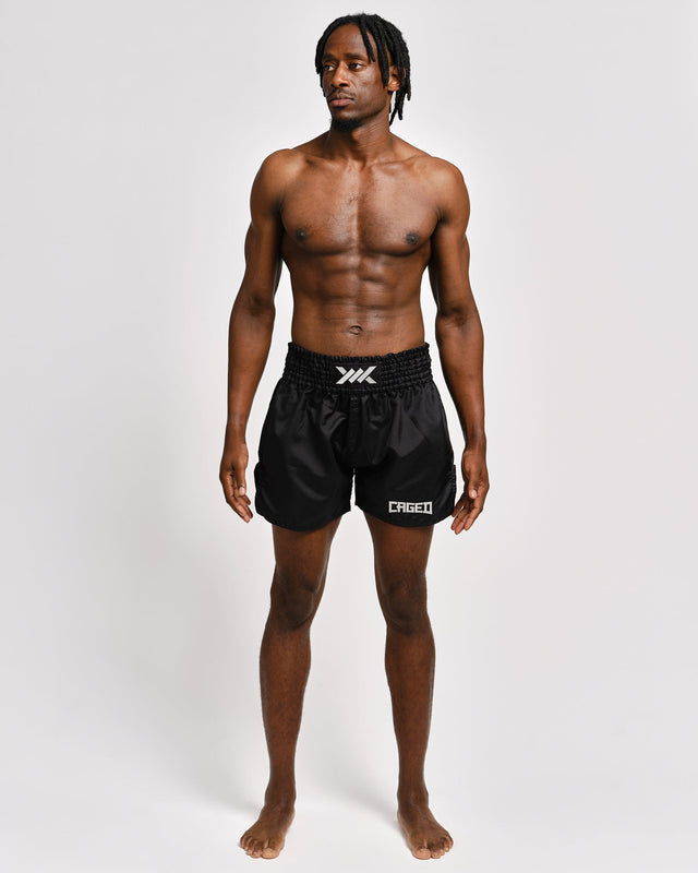 Caged Muay Thai Shorts Classic - Black/White