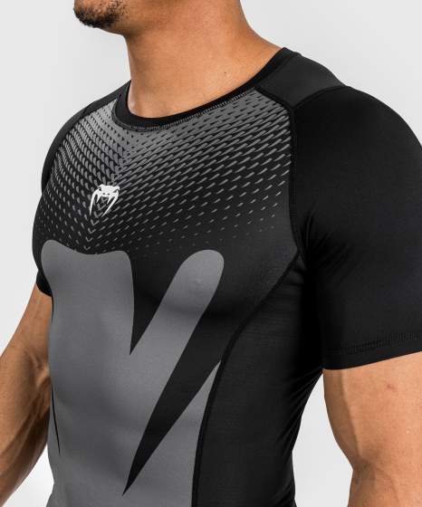 Rashguard Venum Attack – Krátké rukávy – Černá/Šedá